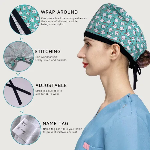 Vista 3 de VIAOLI Gorras dentales para dentistas y dientes, sombrero de trabajo de moda, gorro de ducha para cabeza de ducha, gorro transpirable para 24001