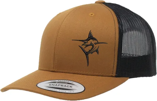 Vista 44 de Embroidered Swordfish Trucker Hat for Men & Women – Adjustable Mesh Back Snapback Baseball Cap for Fishing Negro-swwt