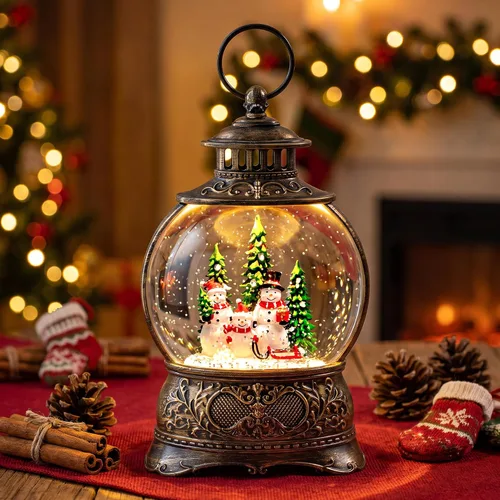 Vista 21 de Linterna de globo de nieve de Navidad con Clara y la Suite Cascanueces, escena operada por batería o USB, luz musical, decoración festiva iluminada
