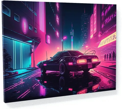 Vista 16 de Sense Canvas Synthwave Astronaut Planet 4 - Lienzo decorativo para decoración del hogar, póster pequeño de 16 x 12 pulgadas / 0.75 pulgadas