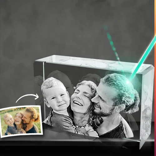 Vista 7 de Foto 3D personalizada grabada con láser en forma rectangular de cristal para cumpleaños, aniversario, regalos de boda, San Valentín, Navidad