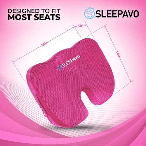 Vista 2 de Sleepavo Cojín de asiento de espuma viscoelástica rosa para silla de oficina, almohada de gel refrescante para ciática, coxis, espalda, coxis