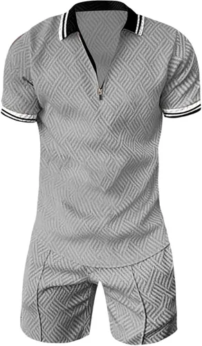 Vista 3 de Conjunto deportivo de verano para hombre, camiseta polo y pantalones cortos, conjunto deportivo elegante y casual de 2 piezas