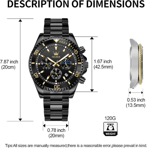 Vista 7 de OLEVS Relojes para hombre, de acero inoxidable, impermeables, con fecha, analógico, de cuarzo, de moda, para negocios, relojes de pulsera