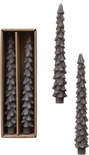 Vista 14 de Creative Co-Op Velas cónicas en forma de árbol sin perfume, ponche de huevo, juego de 2 en caja, 5 pulgadas Eggnog