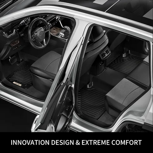 Vista 7 de OEDRO Alfombrillas para Honda CR-V 2017-2022, revestimientos de piso únicos de TPE negro para todo tipo de clima, incluye 1ª y 2ª fila: delantero