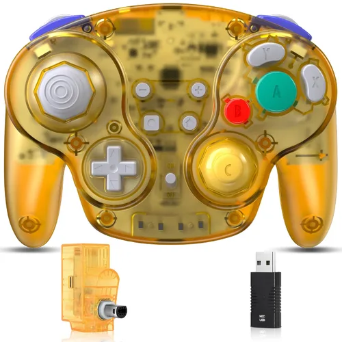 Vista 11 de 2.4 GHz Wireless GameCube Controller, for NGC GameCube Console (Built-in Rumble) (Analog Stick) (Analog Triggers) (Rechargeable) (Plug and Play)