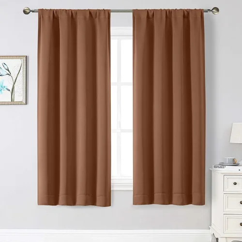 Vista 153 de Cortinas opacas para dormitorio, sala de estar, juego de 2 paneles de 54 pulgadas de largo, cortinas de oscurecimiento de habitación con aislamiento