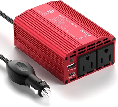 Vista 10 de Inversor de corriente Bestek 300 W CC 12 V a 110 V CA con adaptador de auto con puerto USB doble 4.2 A