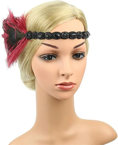 Vista 3 de Art Deco 1920 Flapper Feather Headpiece Roaring 20s Great Gatsby Headband para mujer