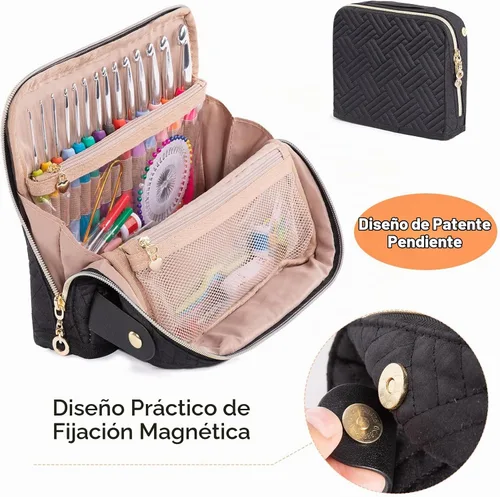 Vista 3 de MYBAGZING Estuche para Ganchos de Ganchillo con Juego de 14 Ganchos de Ganchillo de Tamaño 2 mm (B) - 10 mm (N) Ganchos de Ganchillo Ergonómicos