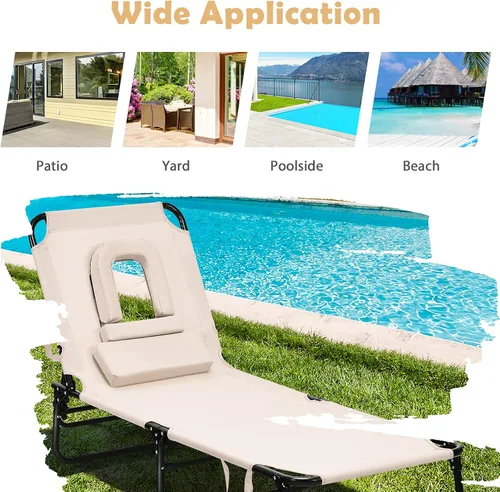 Vista 8 de COSTWAY Tumbona plegable para cama ajustable para patio y playa
