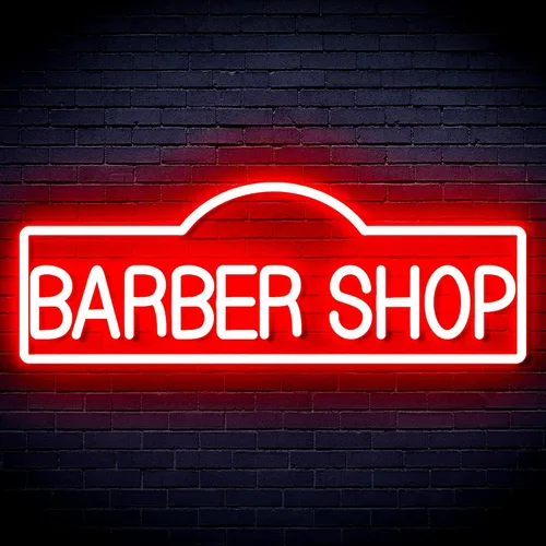 Vista 25 de ADVPRO Señal de neón LED de silicona flexible de Barber Shop - rojo y azul - st16s42-fnu0358-rb