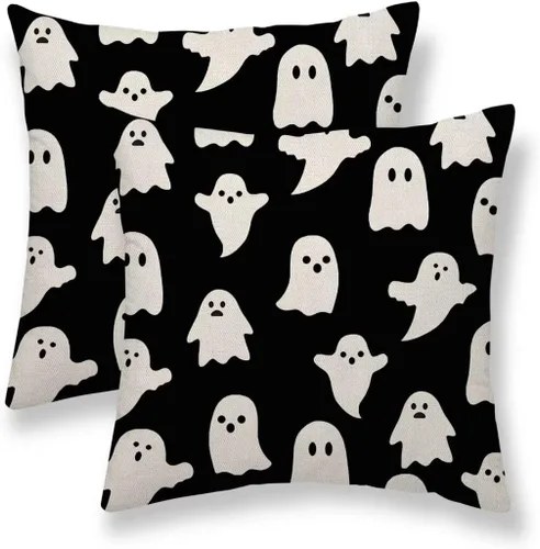 Vista 22 de Juego de 2 fundas de almohada florales de color marrón y gris de 16 x 16 pulgadas, fundas de almohada con estampado de bloques de hojas de flores