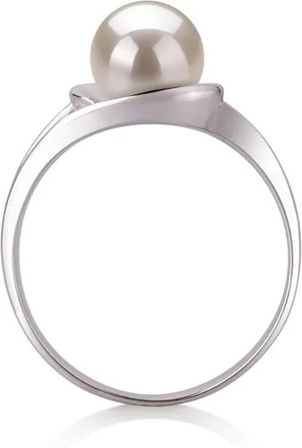 Vista 4 de Anillo de perlas cultivadas de plata de ley 925 con calidad AAA de 0.236-0.276in, color blanco claro para mujer, Plata de ley 925