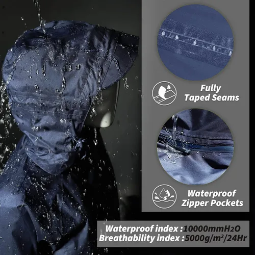 Vista 3 de 33,000ft Abrigo impermeable con capucha 3 en 1 para mujer, para invierno, esquí, senderismo, lluvia, forro de vellón, cortavientos