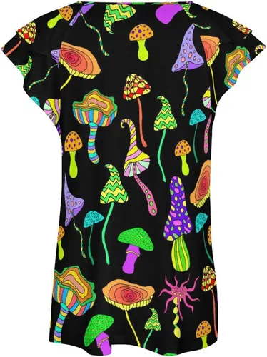Vista 5 de Womens Short Sleeve Shirts V Neck Lotus Leaf Short Sleeve Tops Summer Blouse Shirts