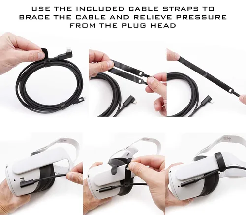 Vista 6 de CASEMATIX Cable USB C de 13 pies compatible con Oculus Quest 2 Link – USB 3.2 Tipo-C de alta velocidad de datos y carga compatible, adaptador USB-A