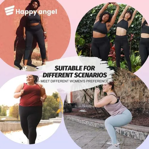 Vista 5 de Happy.angel Leggings de talla grande con bolsillos para mujer, leggings de entrenamiento de yoga negros de cintura alta, 3X 4X