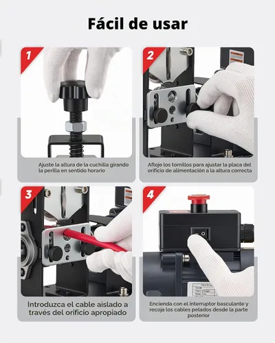 Vista 8 de CREWORKS Máquina pelacables automática, pelacables eléctrico para cables de cobre de 0.06"-0.9" (1.5-22 mm) con 3 modos de operación, herramienta