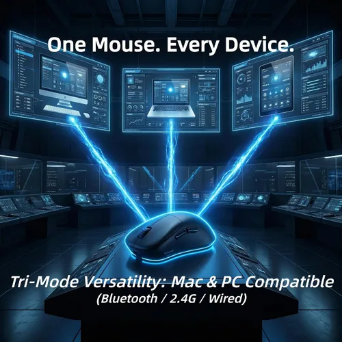 Vista 4 de Philips SPK9418 - Ratón inalámbrico para juegos, mouse Bluetooth ajustable de 12000 DPI para juegos, con cable/2.4 GHz/Bluetooth ultraligero con 5