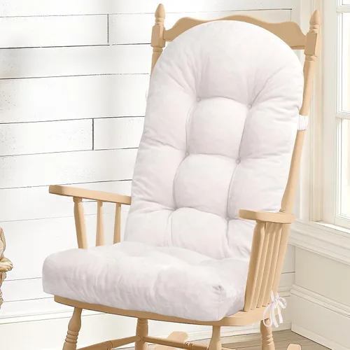 Vista 16 de Cojín para Silla Mecedora - Tela de Chenilla, Esponja de Alta Densidad, Almohadillas de Asiento Copetudas Antideslizantes y Duraderas con Lazos