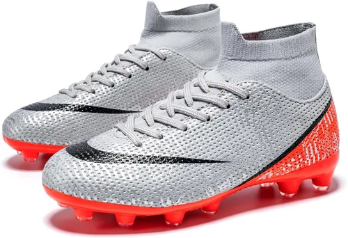 Vista 2 de Favdeol Tacos de fútbol para niños y niñas, zapatos de fútbol para entrenamiento de alta calidad, zapatos de fútbol para exteriores e interiores