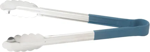 Vista 4 de Winco Pinzas para servir de acero inoxidable de 9 pulgadas con mango antideslizante, color azul