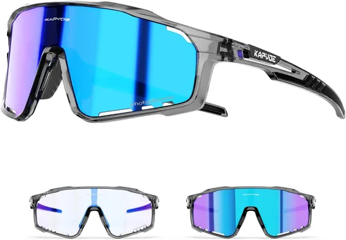 Vista 10 de KAPVOE Gafas de ciclismo fotocromáticas para hombres y mujeres, gafas de sol deportivas, marco de decoloración HD, gafas de bicicleta K76