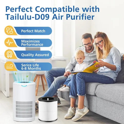Vista 9 de JORAIR Filtro de repuesto para purificador de aire Tailulu D09, filtro HEPA verdadero de grado H13 3 en 1, filtro giratorio 360, paquete de 2