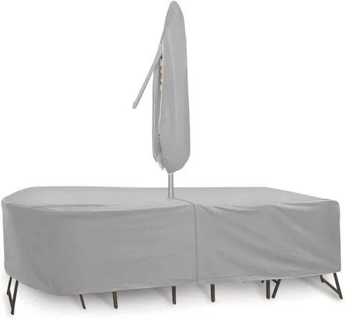 Vista 8 de Protective Covers Juego de mesa de patio resistente a la intemperie y funda para silla de respaldo alto, 60 pulgadas, mesa redonda, gris