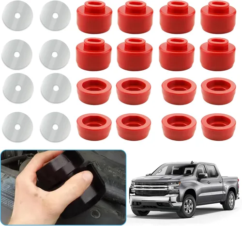 Vista 8 de Kit de bujes de montaje de carrocería y cabina para Chevy Silverado y Sierra 1500/2500 2WD/4WD 1999-2014 Soportes de carrocería y cabina de Negro