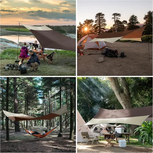 Vista 5 de Forceatt Lona de 12 x 14 pies con 2 postes, lona impermeable para camping, toldo de automóvil, lona ligera para campamento que se puede utilizar
