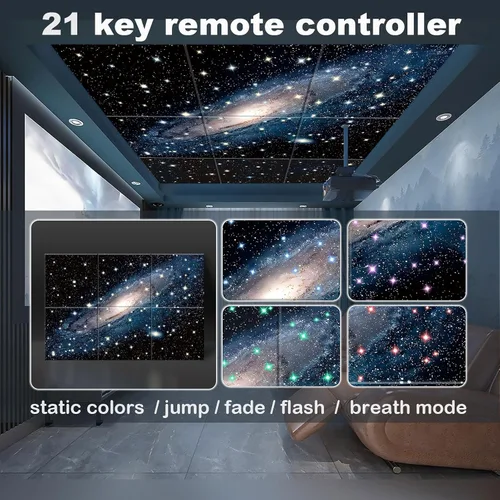 Vista 5 de JBER Paneles acústicos, autoadhesivos, insonorizados, para pared, con destellos de fibra óptica de luz de estrellas (diseños originales), decoración