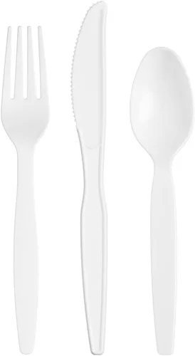 Vista 2 de GUSTO [Paquete combinado de 360 unidades] Juego de cubiertos básicos pesados, 180 tenedores, 120 cucharas y 60 cuchillos, utensilios desechables