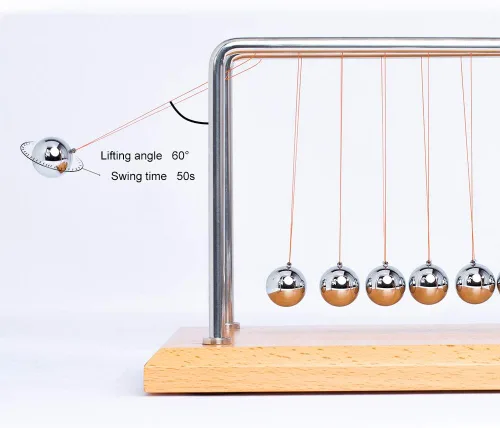 Vista 2 de CERROPI Péndulo de Newton, bolas de equilibrio con 7 bolas, péndulo clásico de Newton, juguete científico de física Juguetes y accesorios