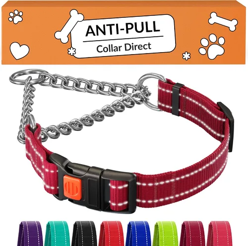 Vista 12 de CollarDirect Martingale - Collar para perro con cadena de acero inoxidable y hebilla de liberación rápida, collar reflectante para perros grandes