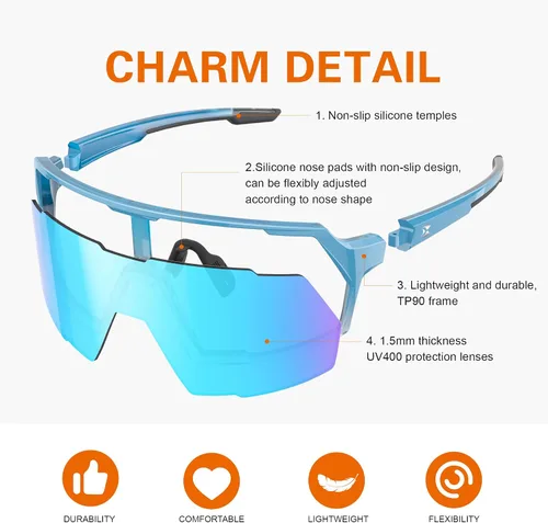 Vista 4 de suoso Gafas de sol deportivas de ciclismo para hombre: protección UV400, gafas de sol para jóvenes, para ciclismo, correr, béisbol, sóftbol
