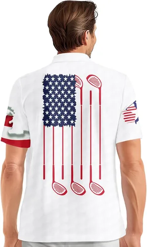 Vista 3 de PAGYMO Camisas de golf para hombre, con estampado divertido y loco hawaiano