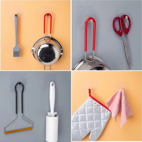Vista 5 de YOLOPLUS+ 10 ganchos adhesivos de pared, ganchos adhesivos para colgar en la pared, ganchos adhesivos resistentes para fotos, sombreros, llaves