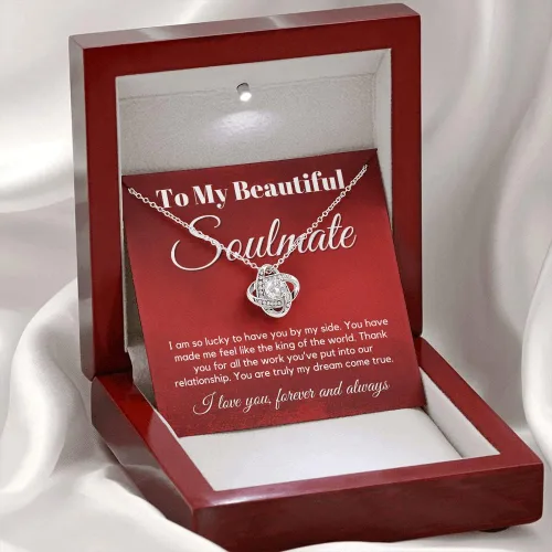 Vista 6 de to My Soulmate Love Knot Necklace - My Lovely Wife, Gifts for Girlfriend, Romantic Gifts for Her from Husband to Wife, Valentine's Day, for Wife WFF