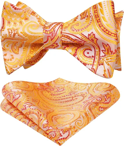 Vista 9 de HISDERN Pajaritas para hombre, corbatín de cachemira para hombre, corbata de lazo y bolsillo cuadrado, juego formal de esmoquin para boda