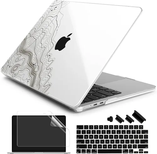 Vista 23 de Batianda Estuche Premium para Nuevo MacBook Air de 15 Pulgadas 2025 M4 2024 2023 con Chip M3 M2 Modelo A3241/A3114/A2941, Estuche Protector de Olas