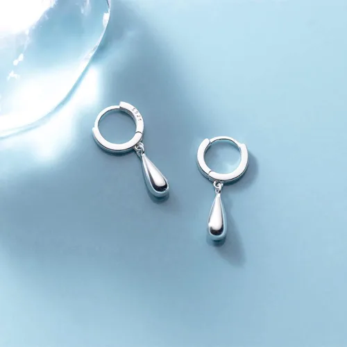 Vista 6 de Reffeer Solid 925 Sterling Silver Teardrop Dangle Earrings Hoops for Women Girls Water Drop Earrings Huggies