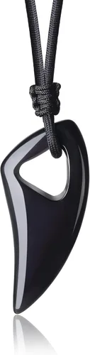 Vista 7 de COAI Collar de diente de lobo con colgante de piedra de amuleto para hombre y mujer