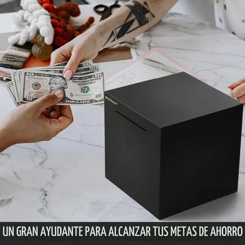 Vista 5 de Alcancía para adultos hizgo - Alcancía para adultos que debe romperse para abrirse - Caja de ahorro de dinero de acero inoxidable - Caja de ahorro
