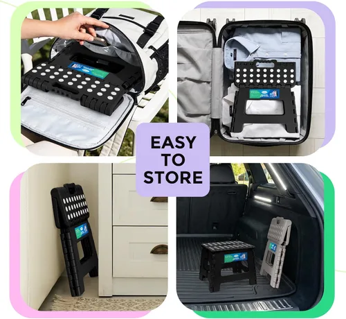 Vista 4 de Dyforce Taburete plegable de 9 pulgadas para niños y adultos, taburete de pie plegable y ligero para niños pequeños, cocina, baño, capacidad de 300
