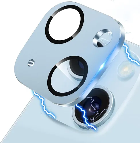 Vista 119 de Protector de Lente de Cámara para iPhone 14 / iPhone 14 Plus Película de Cubierta de Cámara de Metal, Vidrio Templado 9H, Antiarañazos, Compatible