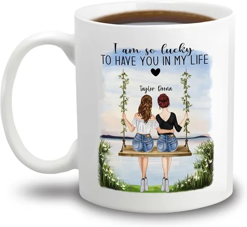Vista 14 de Taza personalizada con texto en inglés "There Are Friends There Is Family And Then There Are Friends That Become Family", taza de café personalizada