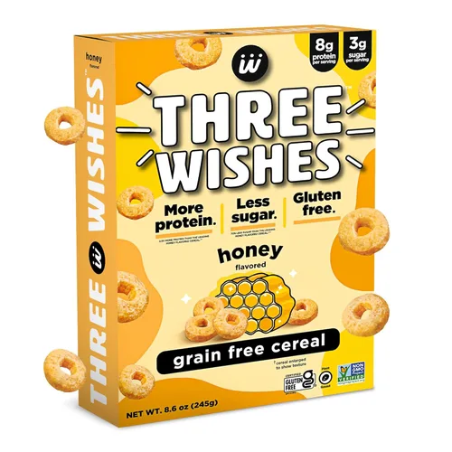 Vista 8 de Cereales para el desayuno a base de plantas y veganos de Three Wishes, con sabor a canela, 1 paquete, merienda rica en proteínas y baja en azúcar